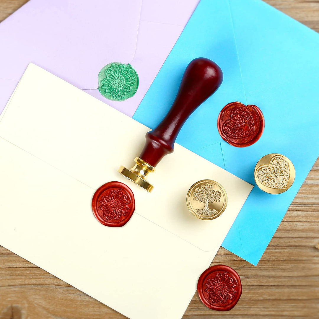 Wax Seal Stamp Heads, Set of 3 Tree of Life, Love, Sunf