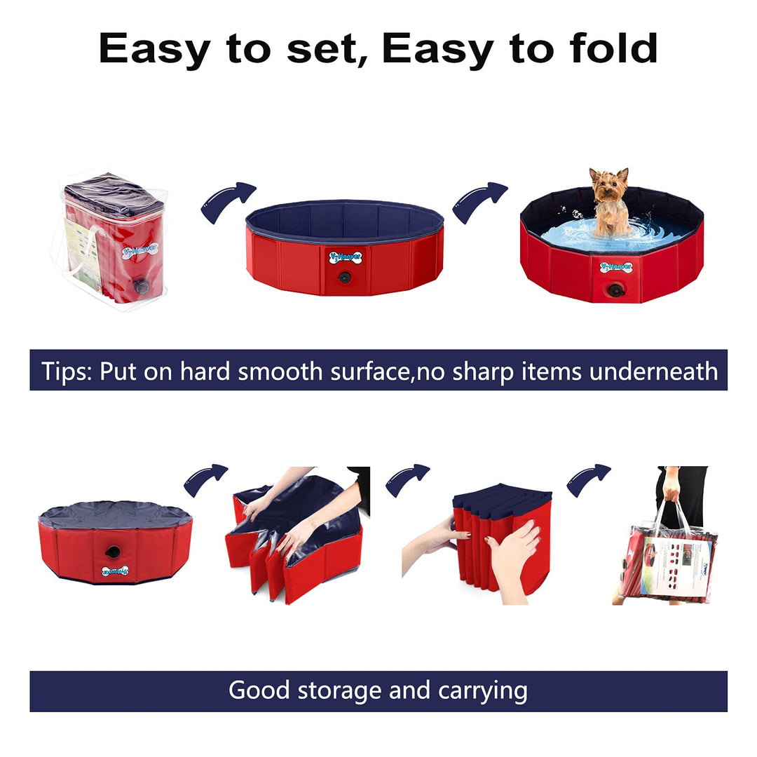 Foldable Dog Pool Collapsible Heavy Duty PVC Pet Pool Bath Tub for XLarge Dogs and Puppies, 63 X 12 inch