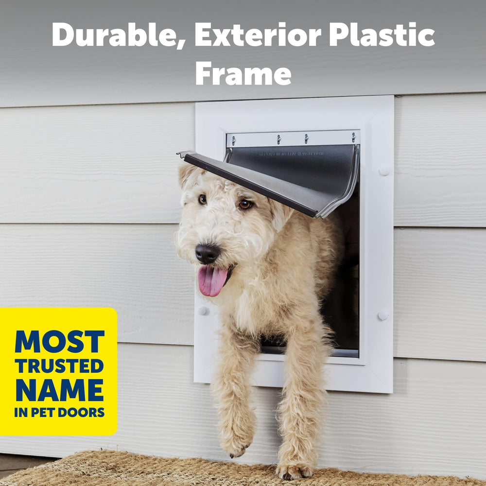 Never Rust Wall Entry Pet Door - Telescoping Frame - Insulates Better Than Metal, Energy Efficient - Interior & Exterior Walls, Weatherproof, Easy to Install & Clean (White - Medium)