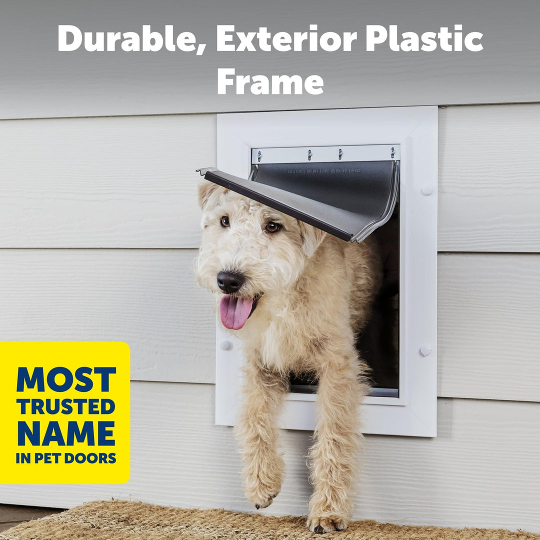 Never Rust Wall Entry Pet Door - Telescoping Frame - Insulates Better Than Metal, Energy Efficient - Interior &amp; Exterior Walls, Weatherproof, Easy to Install &amp; Clean (White - Medium)