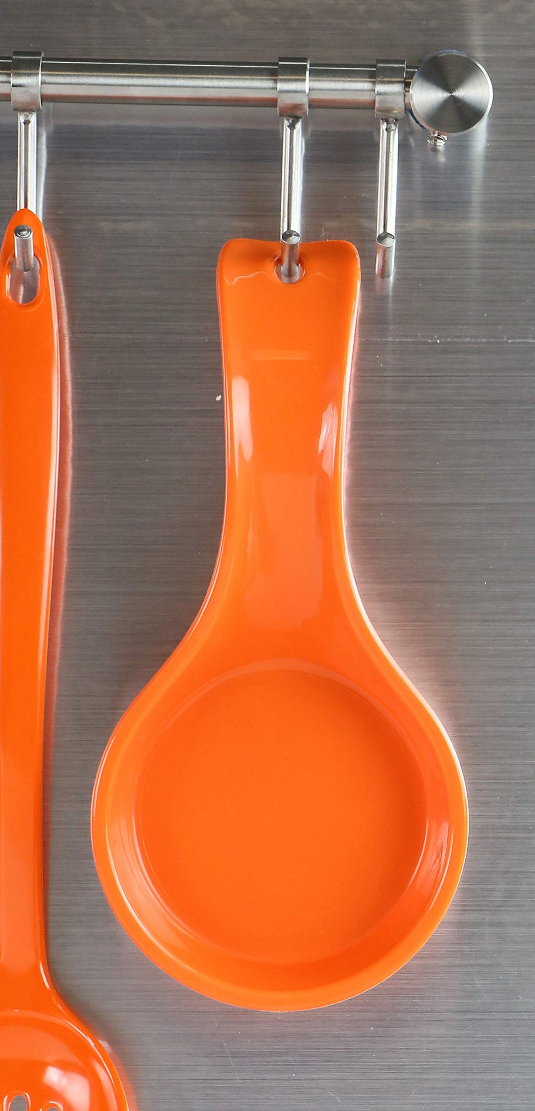 Rest Plastic Counter Stove Top Utensil Holder for Spoons, Ladle, Tong, Space-Saving Hanging Hole on Handle, Orange