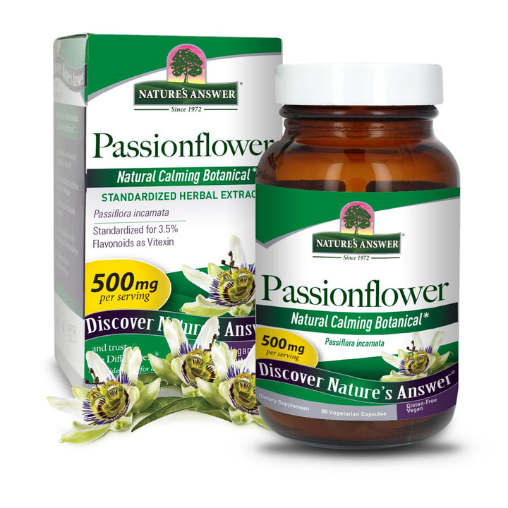 Nature&#39;s Answer Passion Flower| Dietary Supplement | Natural Calming Botanical | Non-GMO | Alcohol-Free, Gluten-Free, Vegetarian &amp; Vegan 60 Capsules