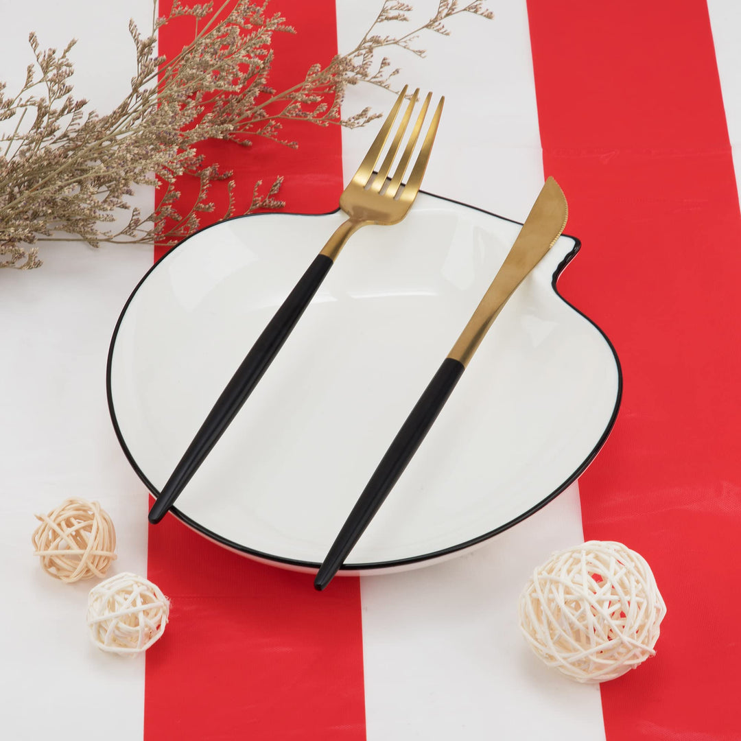 peony man 2 Pieces Red and White Striped Tablecloth Pla