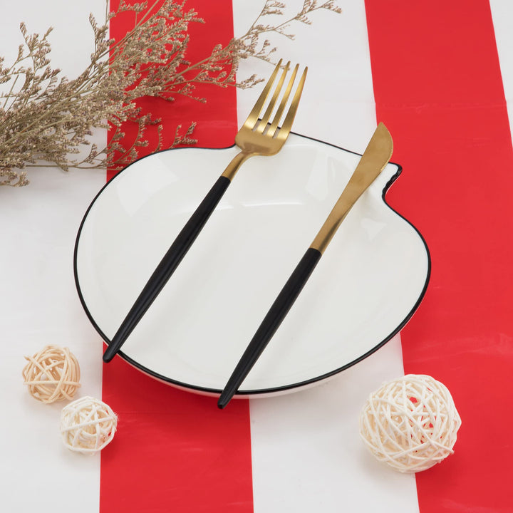 peony man 2 Pieces Red and White Striped Tablecloth Pla