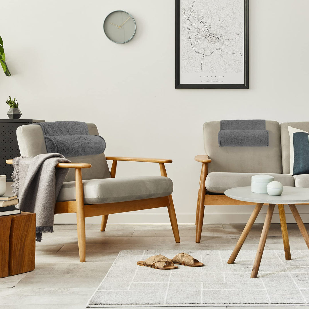 Neck Pillow for Recliner Head Pillow Adjustable Plush Pillow Neck Roll Non Slip Fleece Couch Neck Head Support Pillow for Travel Home Recliner Sofa Armchair(Gray)