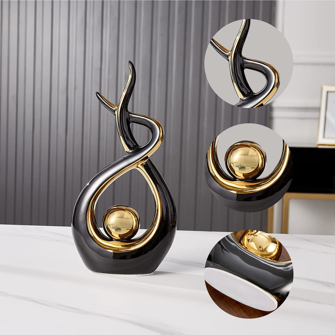Home Decor Modern Art Ceramic Statue, Table Decorations for Living Room Dining Room, Coffee Table Centerpiece Shelf Decor Great Gift Idea 12.2 H (Black, Large)