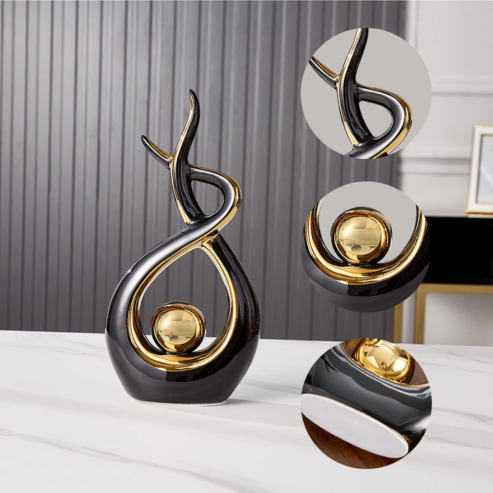 Home Decor Modern Art Ceramic Statue, Table Decorations for Living Room Dining Room, Coffee Table Centerpiece Shelf Decor Great Gift Idea 12.2 H (Black, Large)