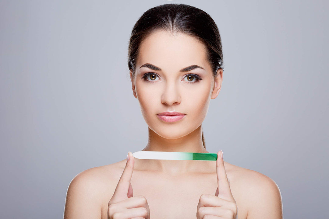 Bywabeé Etched Crystal Glass Nail File Set, Pedicure Files, Green/Blue, Small, Medium, 3 Piece