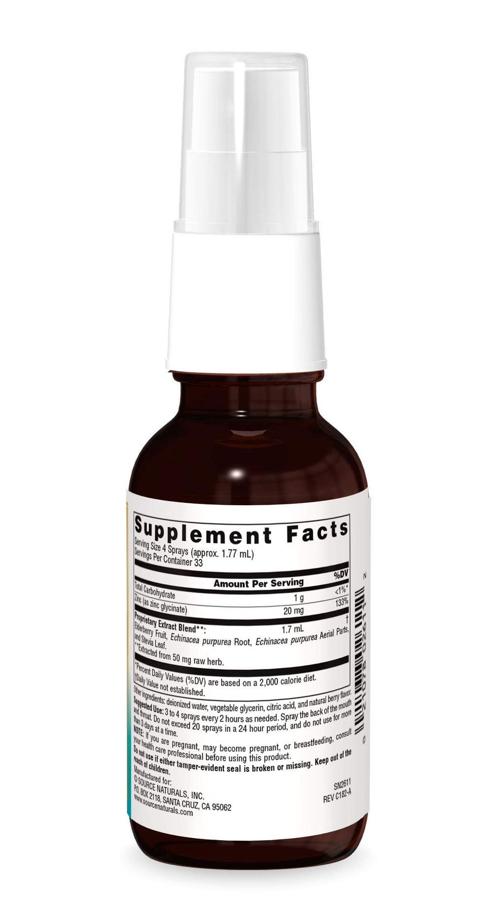 Source Naturals Wellness Zinc Throat Spray, Berry Flavo