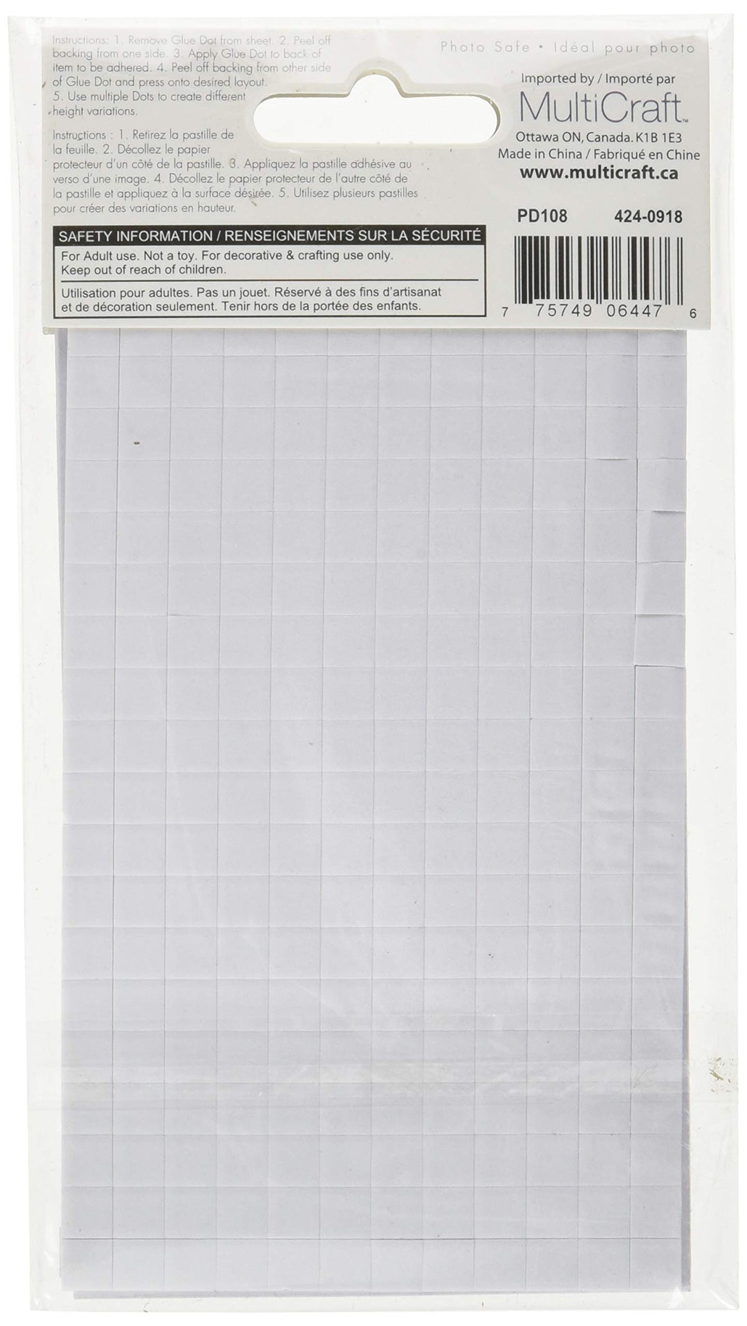 PD108 3D Pop Dots Square Dual-Adhesive Foam Mount, 1/4-Inch, 528 Per Package, White