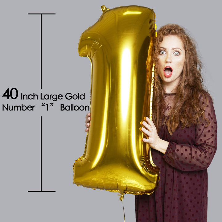 Mouse 1st Birthday Party Supplies Decorations 57Pcs - Happy Birthday Banner ONE Banner Balloons 1 Foil Balloon Hat Door Sign Cupcake Topper Video Game Birthday Decorations for Boys Girls Kids Babies