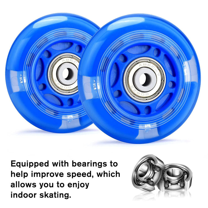 8 Pack 70mm 82A Light Up Inline Skate Wheels, LED Roller Skate Wheels, LED Flash Flashing Replacement Wheel with ABEC-7 Bearings for Kids &amp; Teens - Blue
