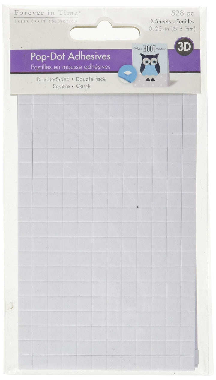 PD108 3D Pop Dots Square Dual-Adhesive Foam Mount, 1/4-Inch, 528 Per Package, White