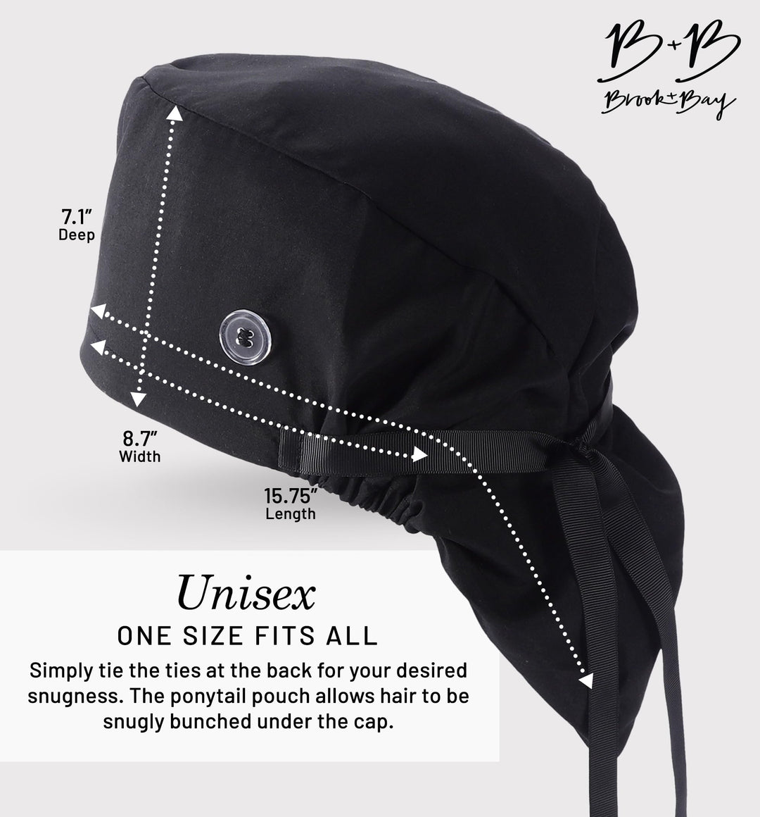 Scrub Caps for Women &amp; Men - Surgeon Caps - Surgical Scrub Caps with Buttons, Surgeon Hat - Medical Caps - Black (Regular)
