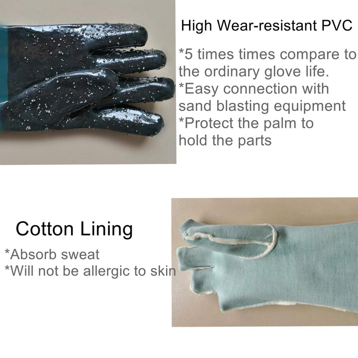 23.6 Rubber Sandblasting Sandblaster Gloves for Sandblast Cabinets