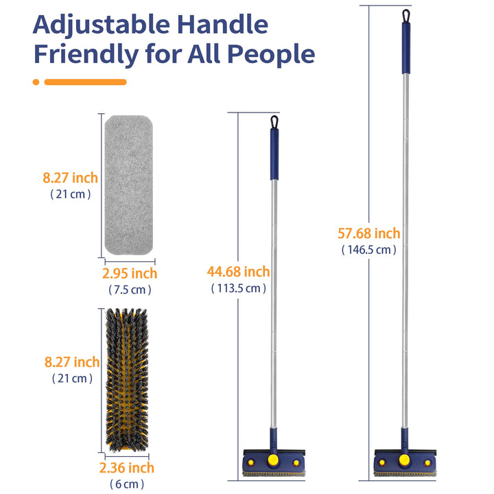 JEHONN Tub Tile Scrub Brush 3 in 1 Shower Brush, 58 Inc