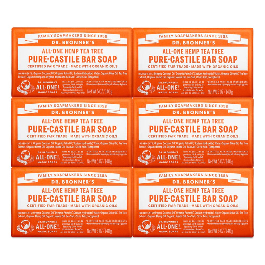 Magic Soaps Pure-Castile Soap, All-One Hemp Tea Tree, 5-Ounce Bars (Pack of 6)