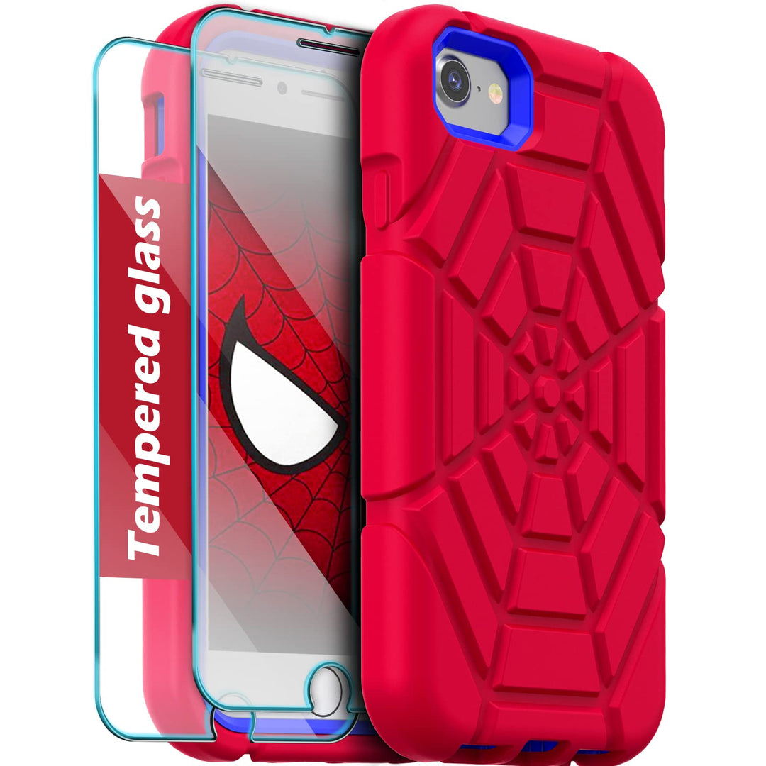 for iPhone SE 2022/2020 Case, for iPhone 8/7 / 6 / 6S with [2Pack] Tempered Glass Screen Protector, Heavy Duty Shockproof Protective iPhone SE 3rd/2nd Generation Cover 4.7 for Kids Boys