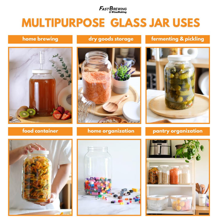FastRack 1-1 Gallon Wide Mouth Mason Jar, Clear