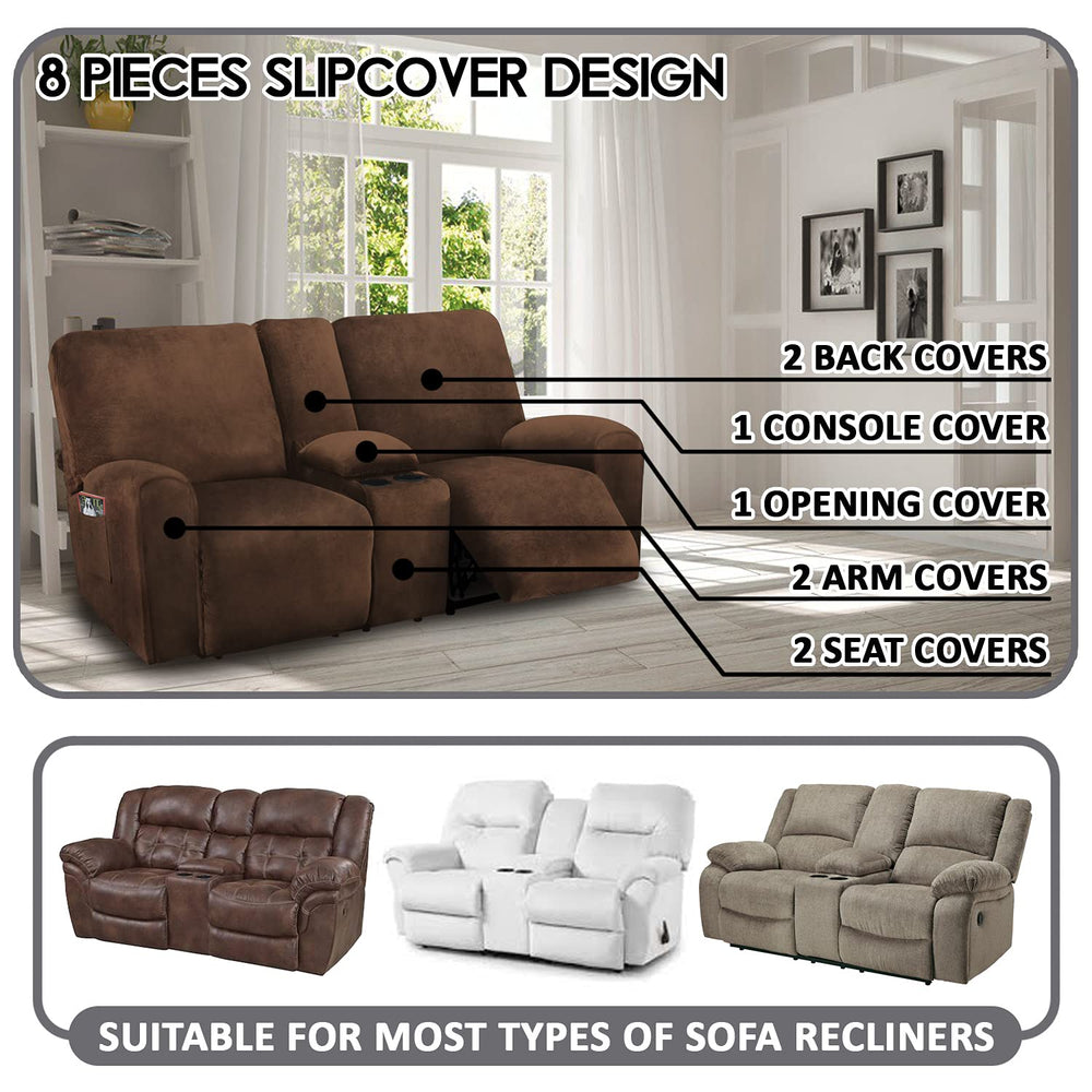 ULTICOR Reclining Love Seat with Middle Console Slipcov