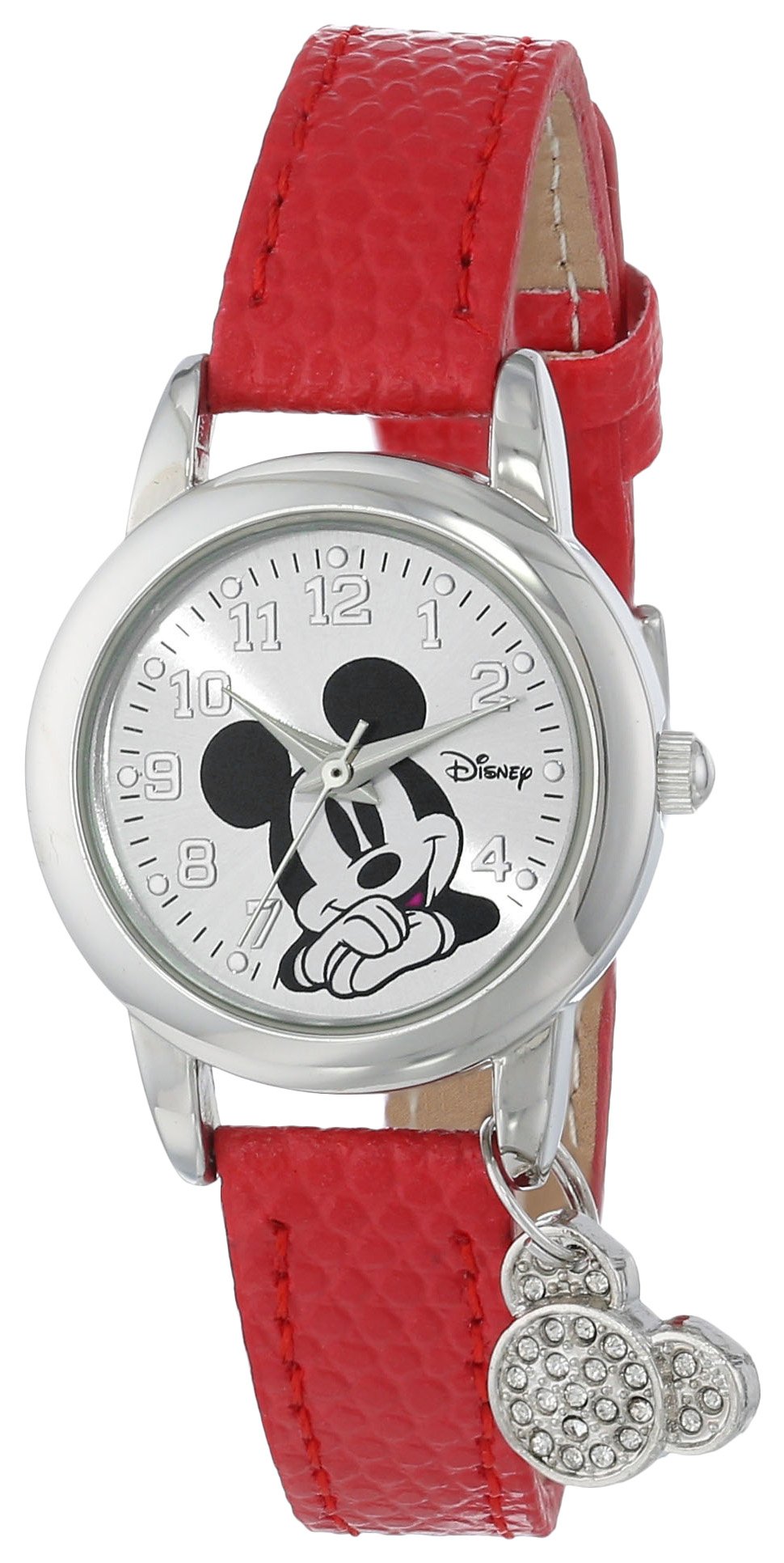 Disney Women&#39;s MK1042 Mickey Mouse Watch with Red Leather Band