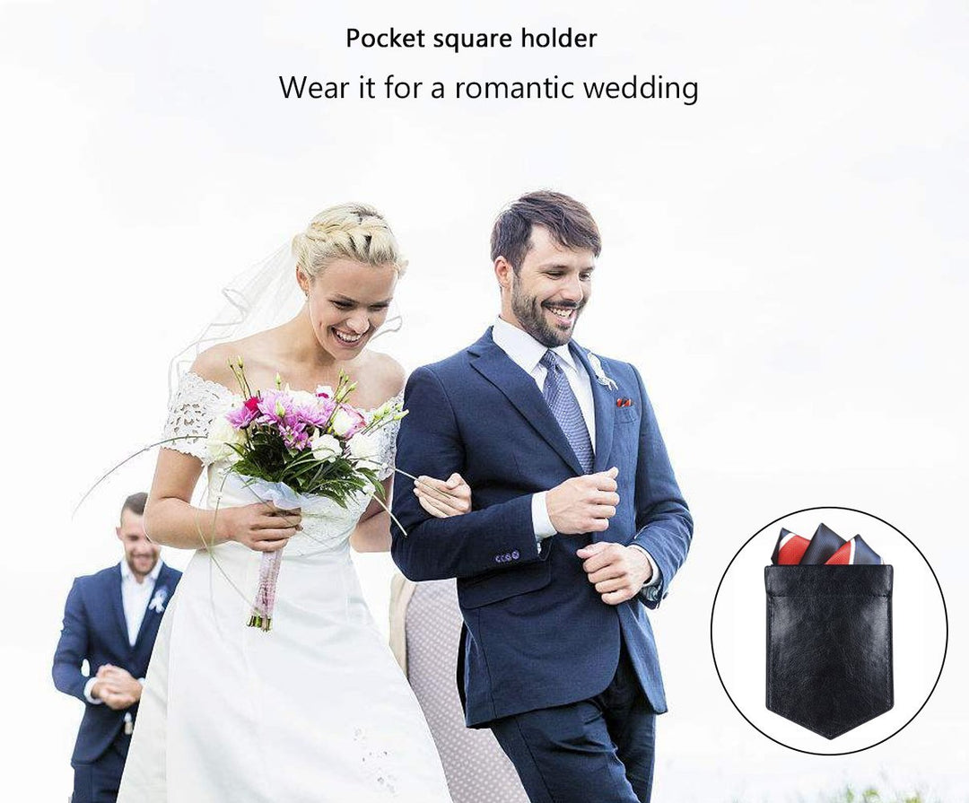 ONLVAN Pocket Square Holder Leather Slim Pocket Square 
