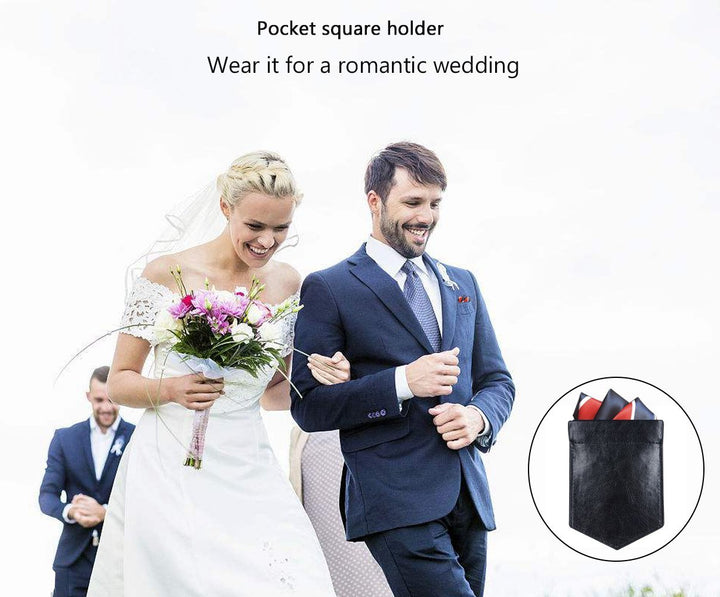 ONLVAN Pocket Square Holder Leather Slim Pocket Square 