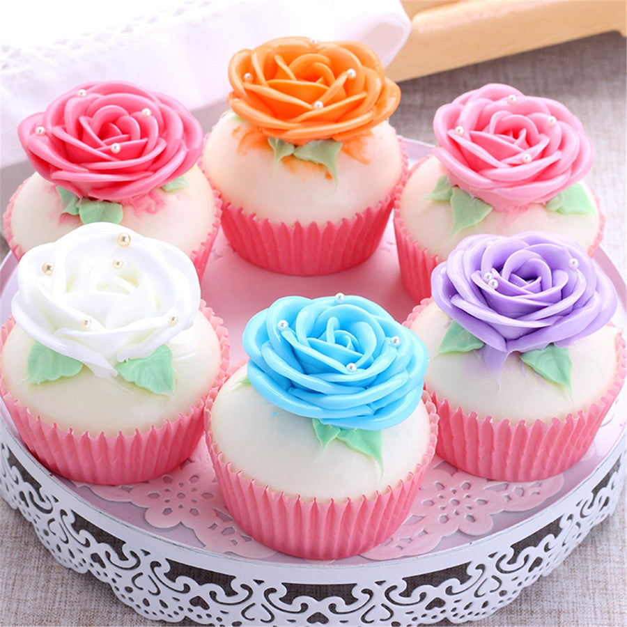 6pcs Realistic Artificial Simulation Rose Cupcake Cake Fake Food Model Photography for Home Kitchen Party Decoration
