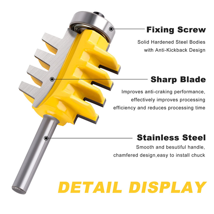 Reversible Finger Glue Joint Router Bit 1/4 Shank, Bearing Finger Woodworking Joint Router Bit Set for for DIY Door Table Cabinet Shelve Furniture