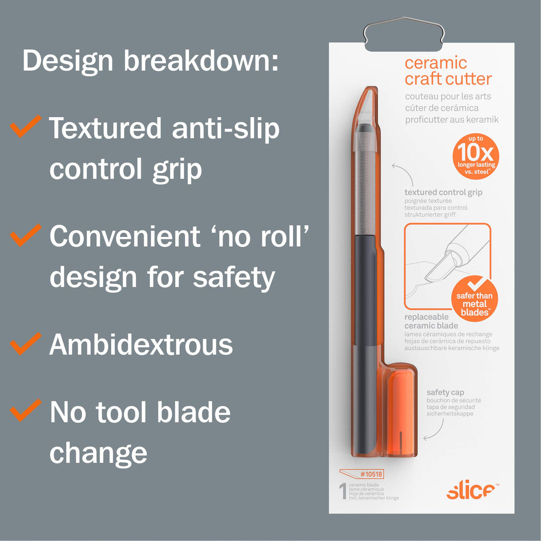 10518 Craft Knife, Finger-Friendly Edge, Safer Choice, Never Rusts, Lasts 11x Longer Than Steel, Precision Cutting (1 Pack)