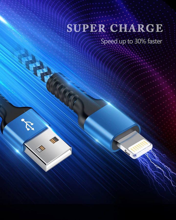 iPhone Charger, Nylon Braided 6FT USB Charging Cord for iPhone 14 13 12 Pro Max /11 Pro/XR/XS/Max/SE/10/8, MFI Certified Data Sync Transfer Connector Plug Fast Power Line Lightning Cable Multi Pack