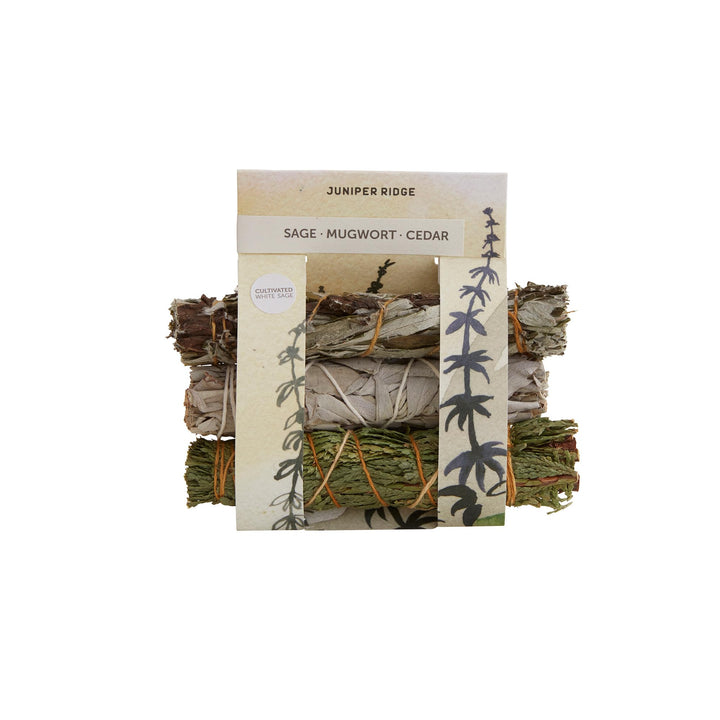 Juniper Ridge White Sage, Mugwort &amp; Siskiyou Cedar Incense Bundle | Aromatherapy | No Synthetic Fragrance | Mini Variety | Pack of 3