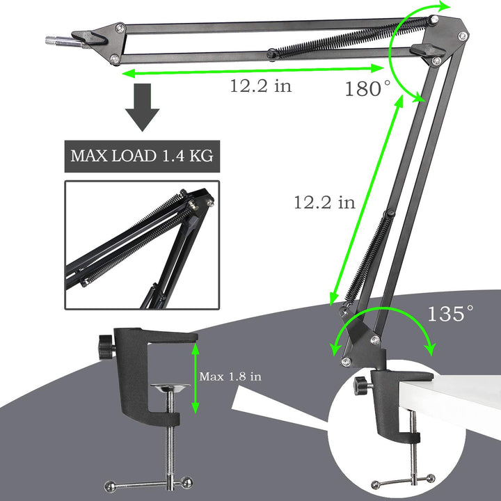 MV7 MV7X MV7+ Boom Arm - Mic Arm with Foam Cover Windscreen Compatible with Shure MV7 and Shure MV7X and Shure MV7+ Microphone with Pop Filter by YOUSHARES