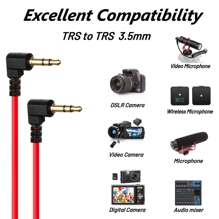 TRS Cable,3.5mm TRS to TRS Adapter Microphone Patch Cable,1/8 Aux Cord TRS Audio Converter Patch Cables,Cameras Coiled Live Streaming Mic Cord (Red)