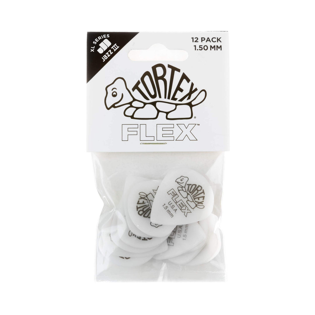Jim Dunlop Tortex Flex Jazz III XL 1.5mm 12 Pack Guitar Picks (466P1.5)