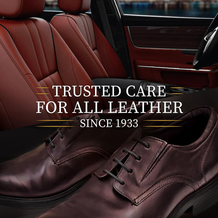 Leather Care Kit Conditioner and Cleaner, Use on Car Leather, Furniture, Shoes, Bags and Accessories, Trusted Leather Care Since 1933, Quick &amp; Easy 2-Step Regimen, 16.9 oz Bottles Plus 2 Sponges,Black