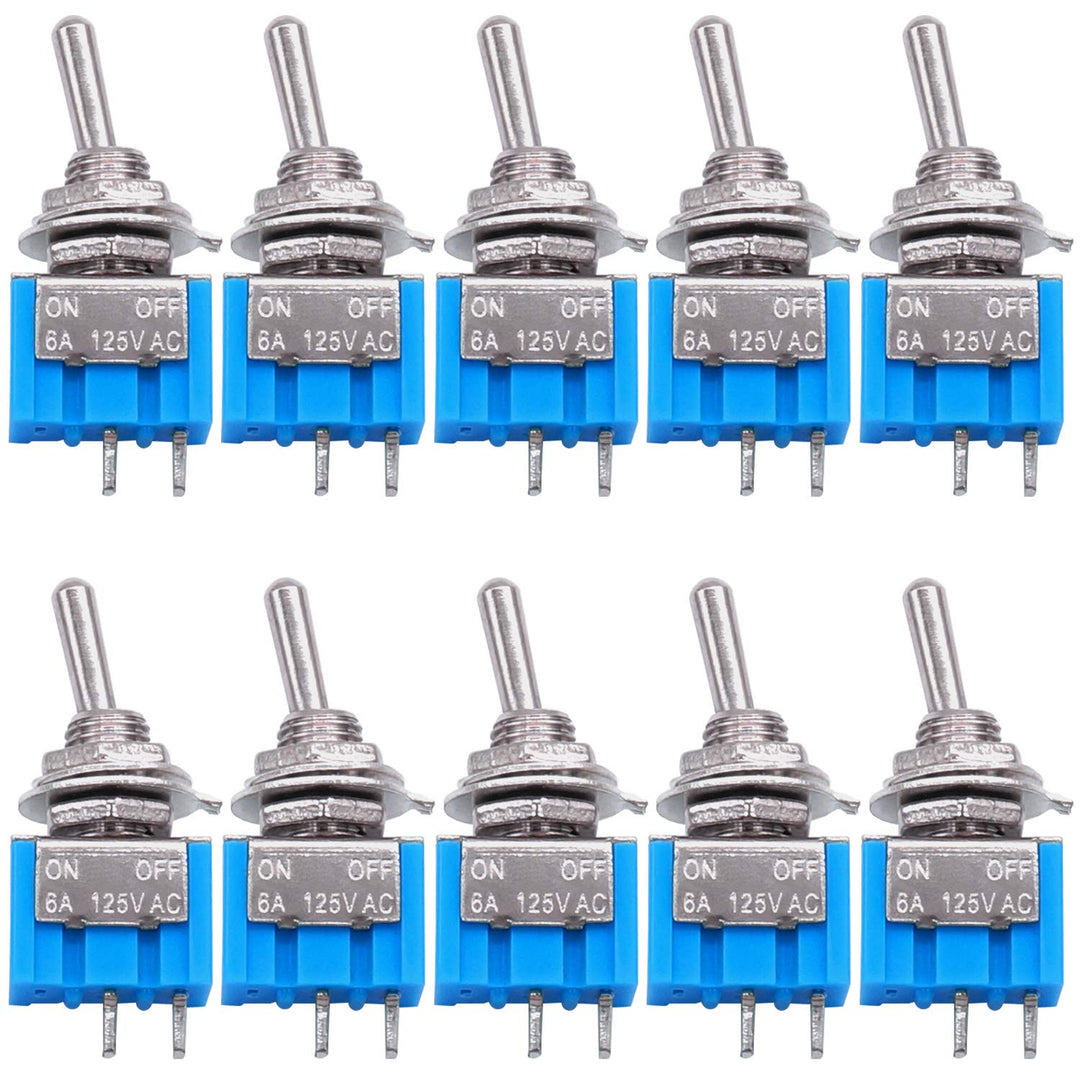 Taiss 10PCS SPST Mini Toggle Switch 2 Pin 2 Position ON