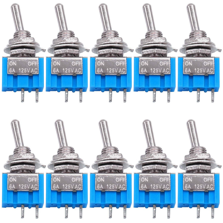 Taiss 10PCS SPST Mini Toggle Switch 2 Pin 2 Position ON