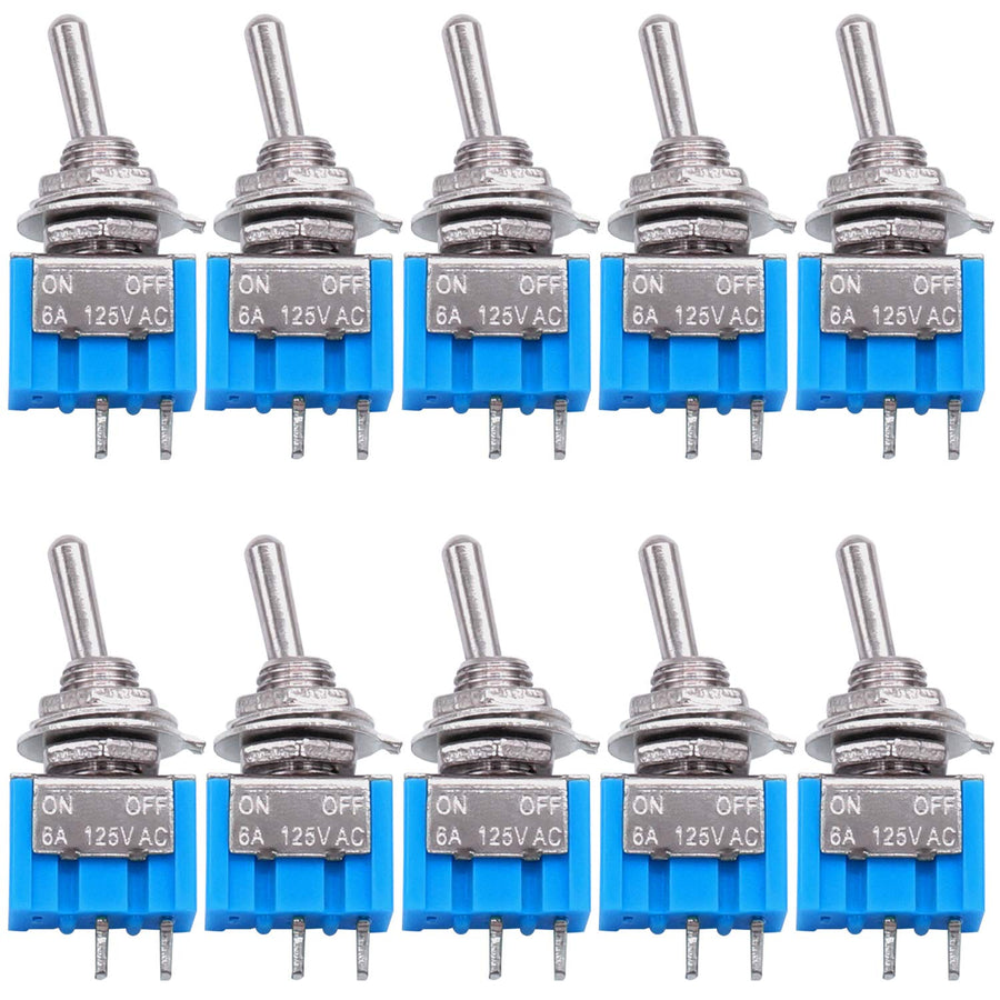 Taiss 10PCS SPST Mini Toggle Switch 2 Pin 2 Position ON