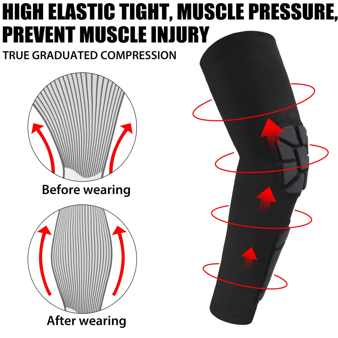 4 Pcs Padded Arm Sleeves Elbow Forearm Crashproof Pads Elbow Guard Compression Arm Protective Support Basketball Shooter Sleeves for Football Volleyball Soccer Baseball Men Women