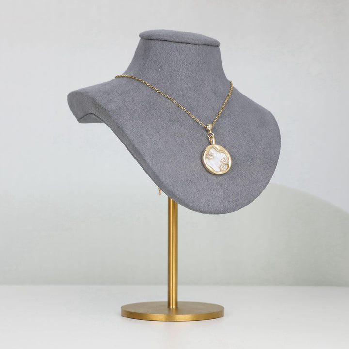 Velvet jewelry stand necklace holder, Grey jewelry hangers for necklaces, Metal jewelry bust display standsGrey-Height 6.5 inch