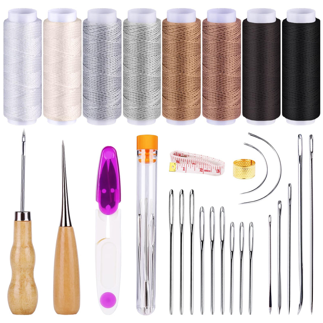 30 Pcs Sewing Kit, Upholstery Thread Heavy Duty Sewing Kit, Upholstery Repair Kit, Upholstery Needle and Thread, Leather Repair Kit for Furniture, Canvas, Couch,Fabric, Weave