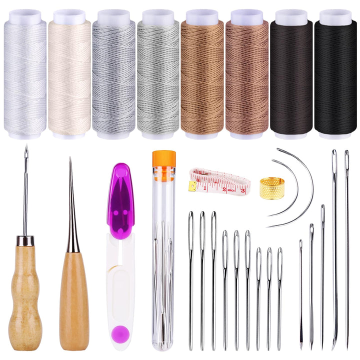 30 Pcs Sewing Kit, Upholstery Thread Heavy Duty Sewing Kit, Upholstery Repair Kit, Upholstery Needle and Thread, Leather Repair Kit for Furniture, Canvas, Couch,Fabric, Weave