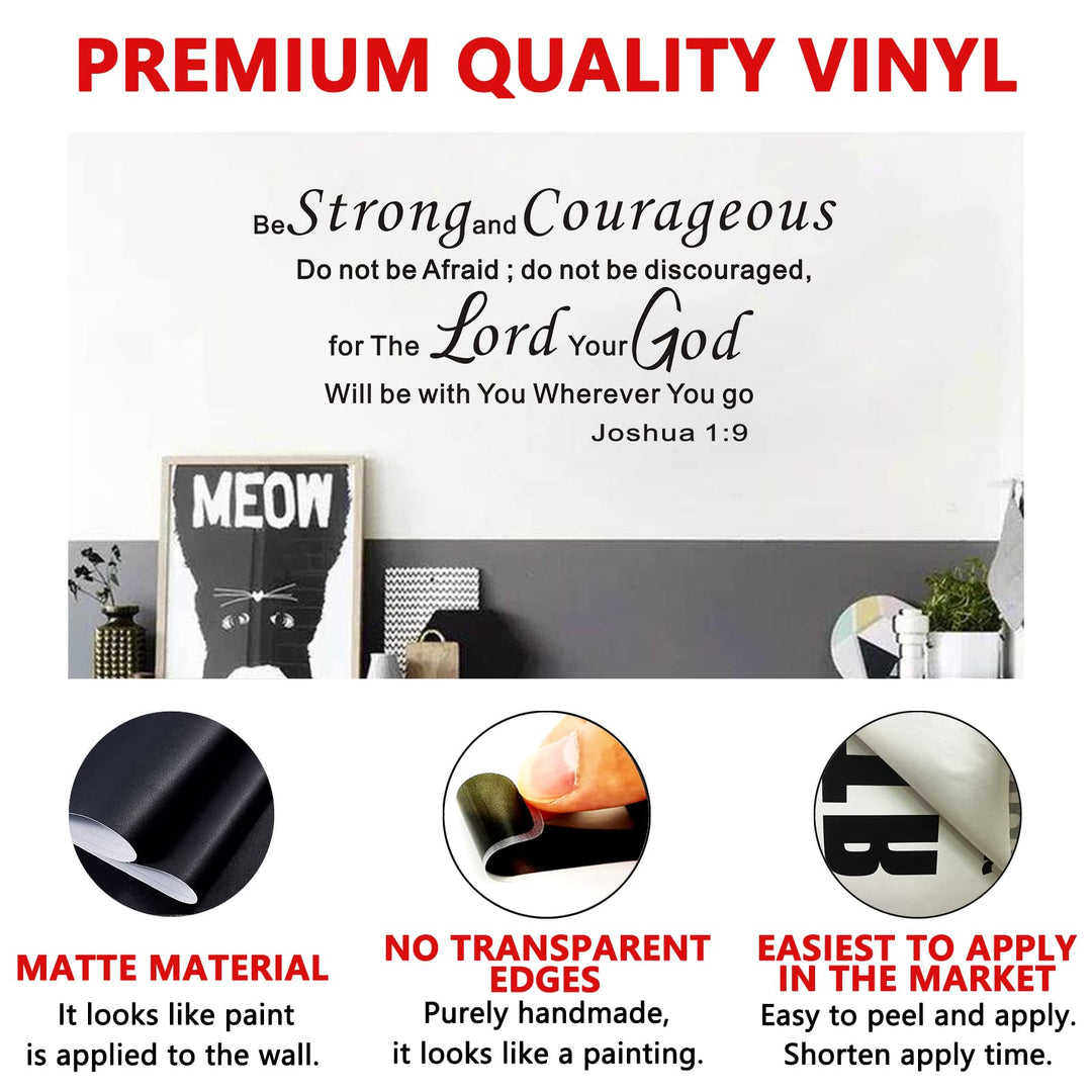 Be Strong and Courageous Wall Art, Scripture Wall Decals, Quotes Bedroom Family Bible Verse Faith Prayer Church Biblical Christian Religious Lord Jesus Home Art Decor Vinyl Stickers 23x10