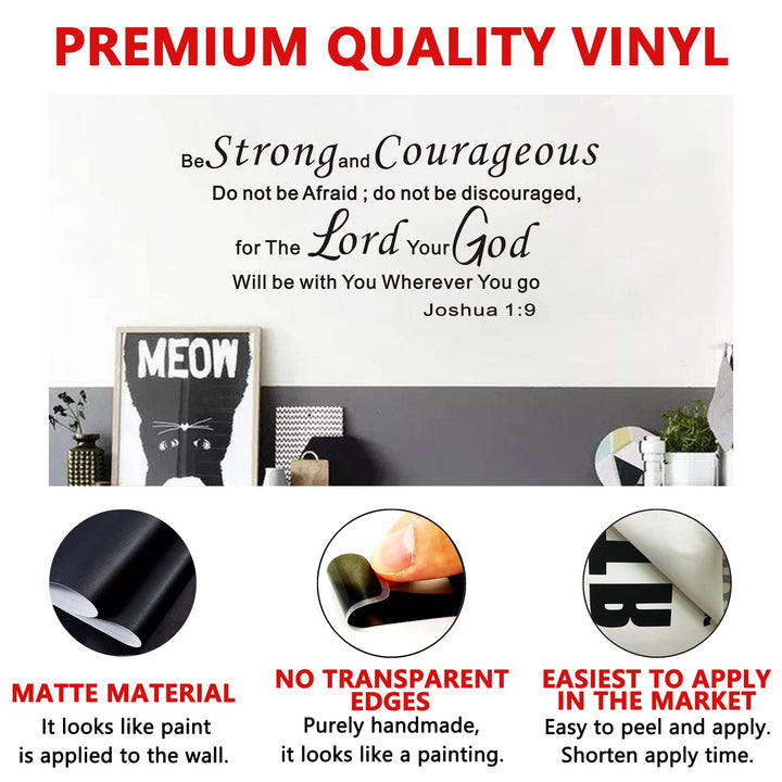 Be Strong and Courageous Wall Art, Scripture Wall Decals, Quotes Bedroom Family Bible Verse Faith Prayer Church Biblical Christian Religious Lord Jesus Home Art Decor Vinyl Stickers 23x10