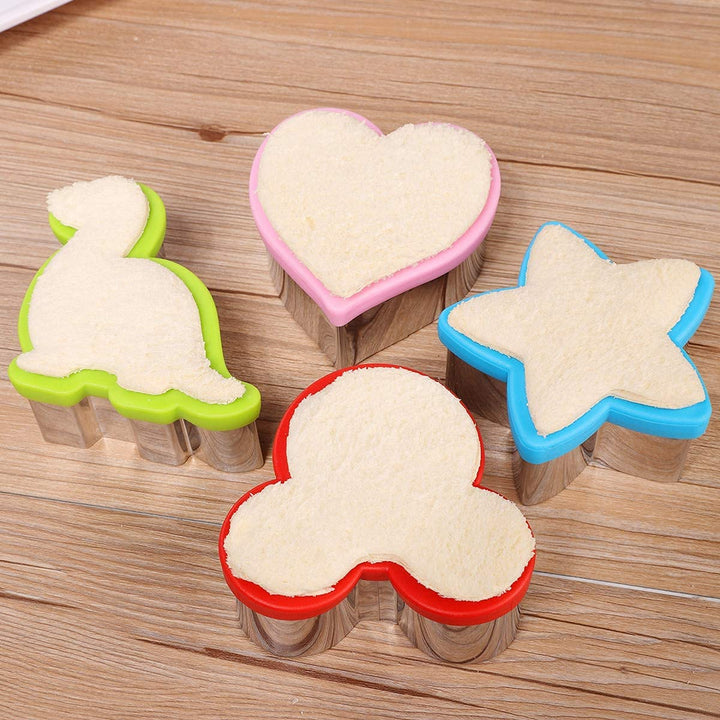Sandwiches cookie Cutter set,Mouse &amp; Dinosaur &amp; Heart &amp; Star Shapes Sandwich Cutters Cookie Cutters Vegetable cutters-Food Grade Cookie Cutter Stamps Mold Decorate Food