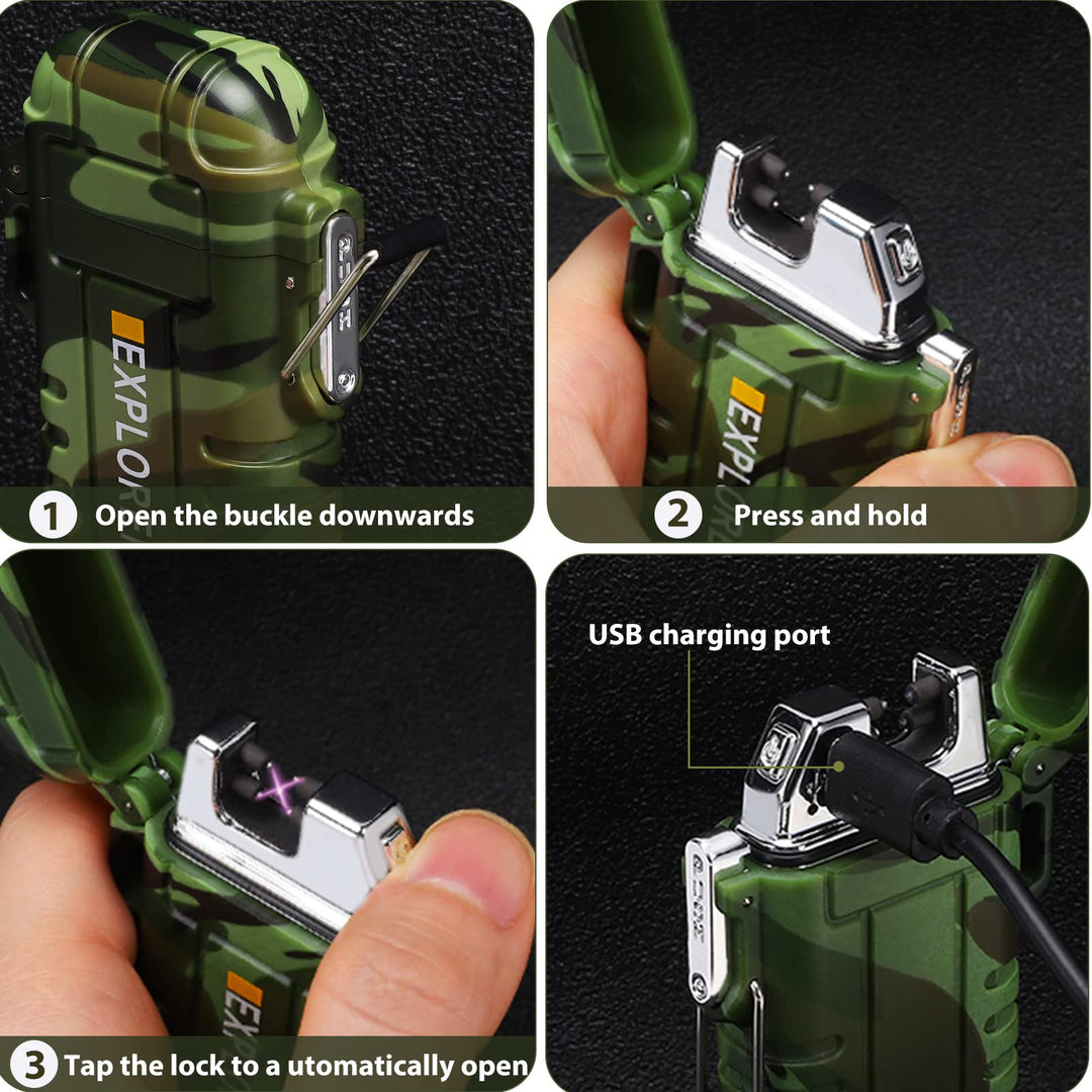 Green Vivid Waterproof Flameless Electric Lighter-Dual 