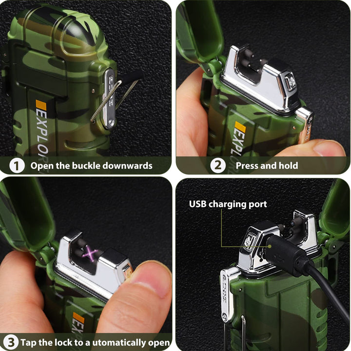 Green Vivid Waterproof Flameless Electric Lighter-Dual 