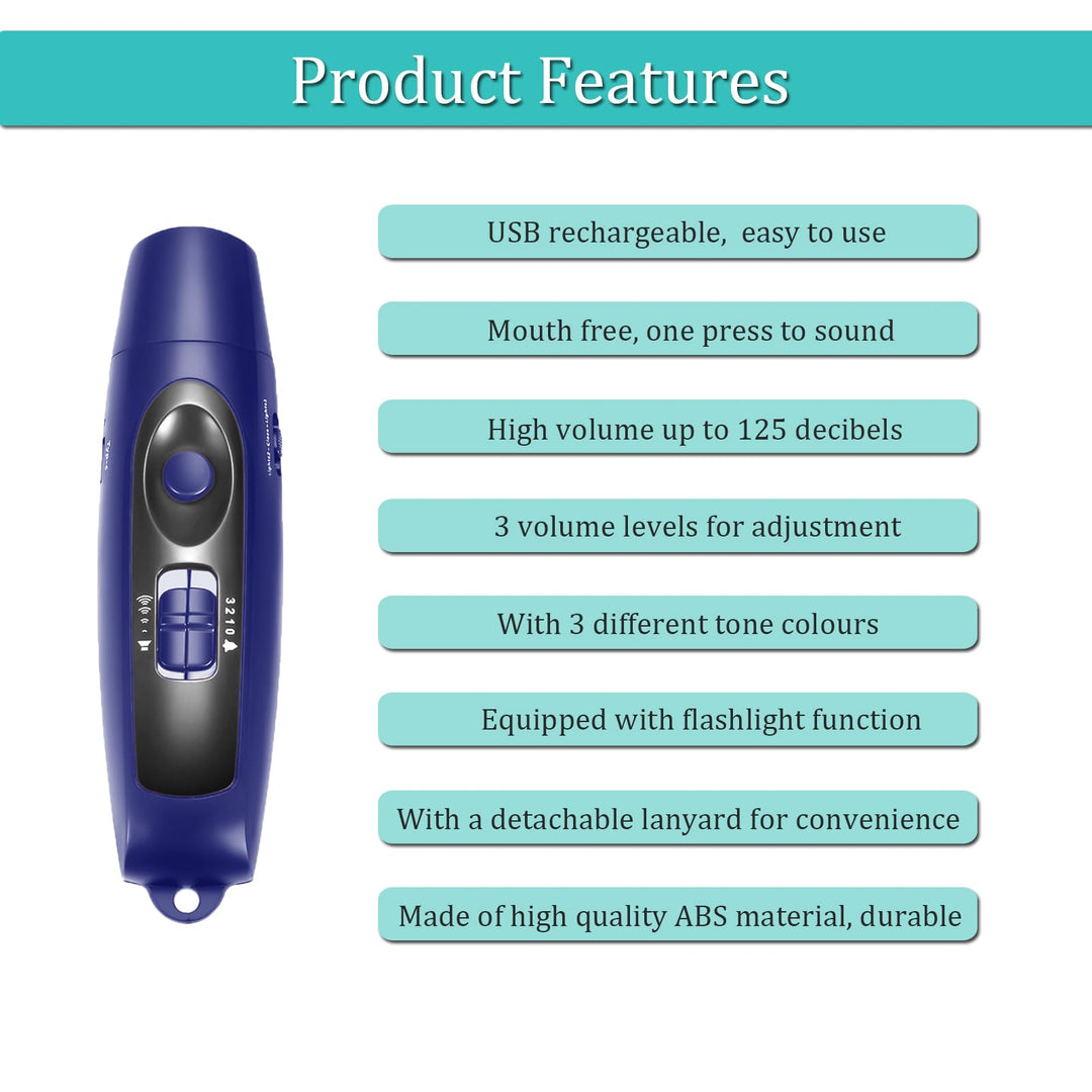 Electronic Whistle Rechargeable for Referees Coaches Teachers Electric Whistle Handheld Blowless Whistles with Lanyard for Outdoor Games Sports Emergency Pet 4 Tones High Volume USB Charging (Black)