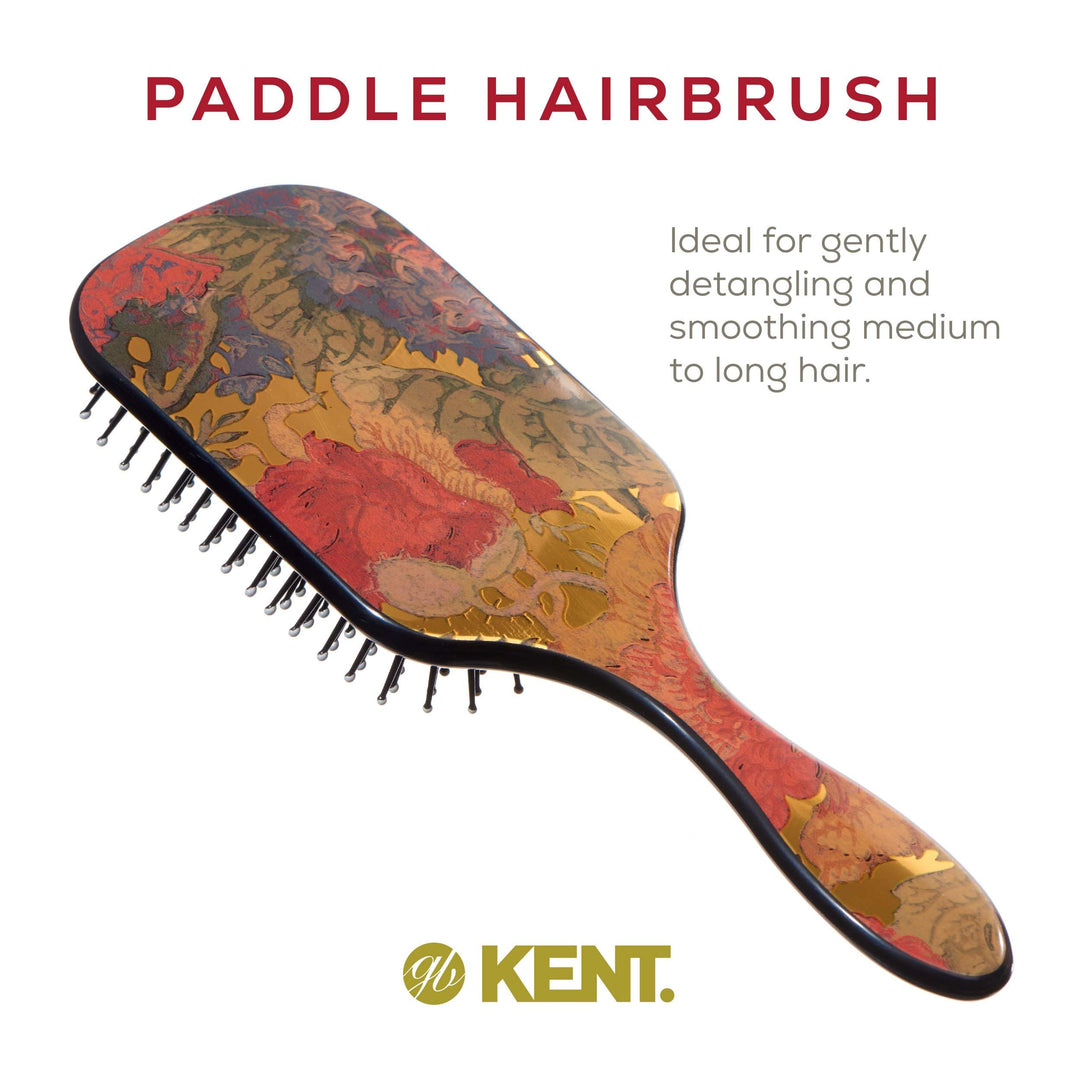 Kent LPB1 Large Paddle Cushioned Hair Brush - Grooming, Detangling, &amp; Smoothing Floral Print - Best Everyday Brush For Medium to Long Hair